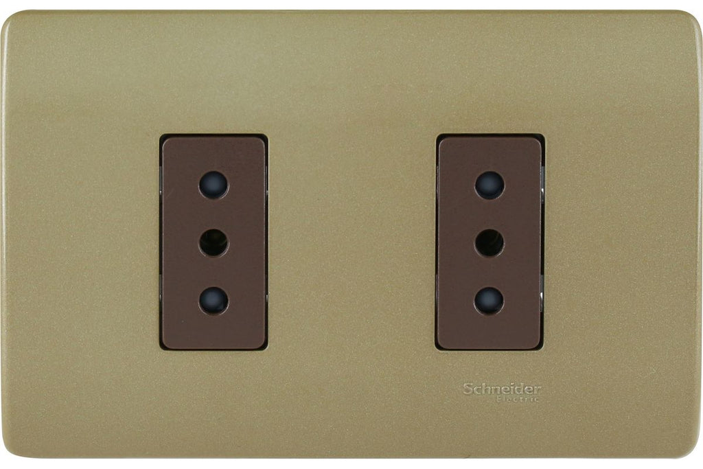 PLACA GENESIS ARMADA C/TOMA CORRIENTE DOBLE 10A 250V DORADO