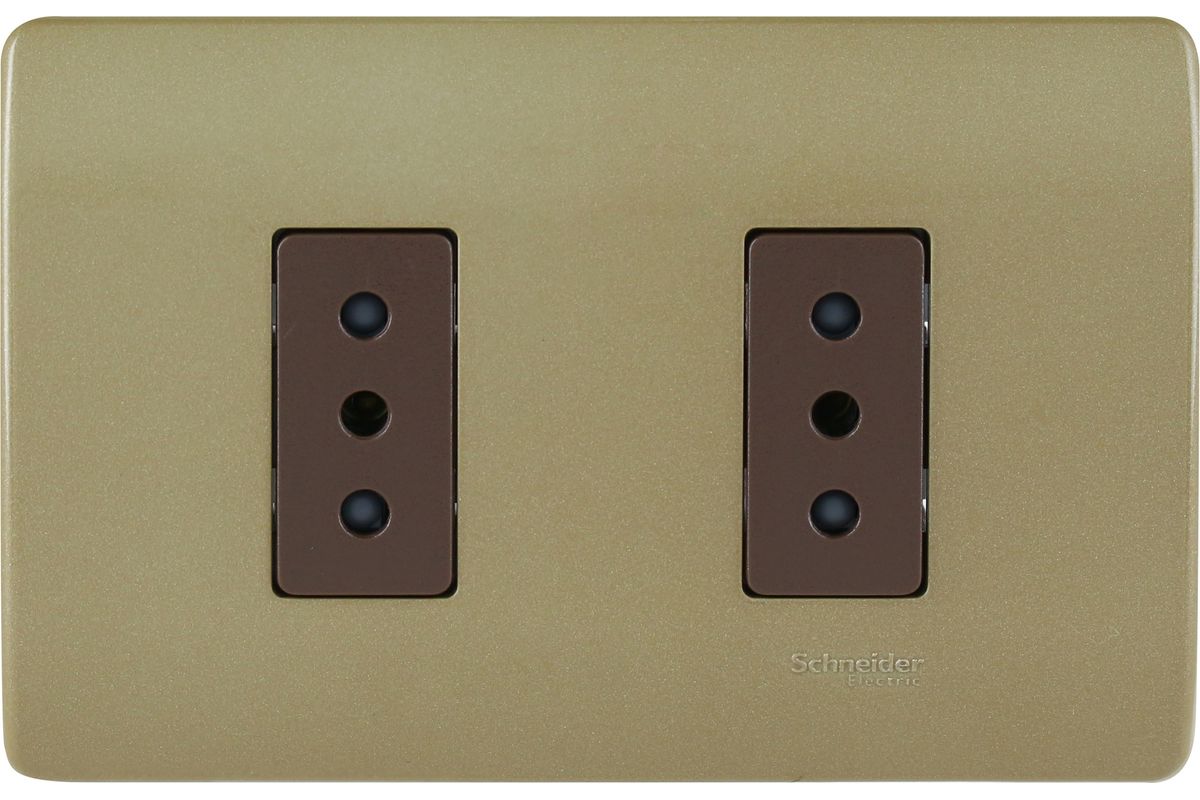 PLACA GENESIS ARMADA C/TOMA CORRIENTE DOBLE 10A 250V DORADO