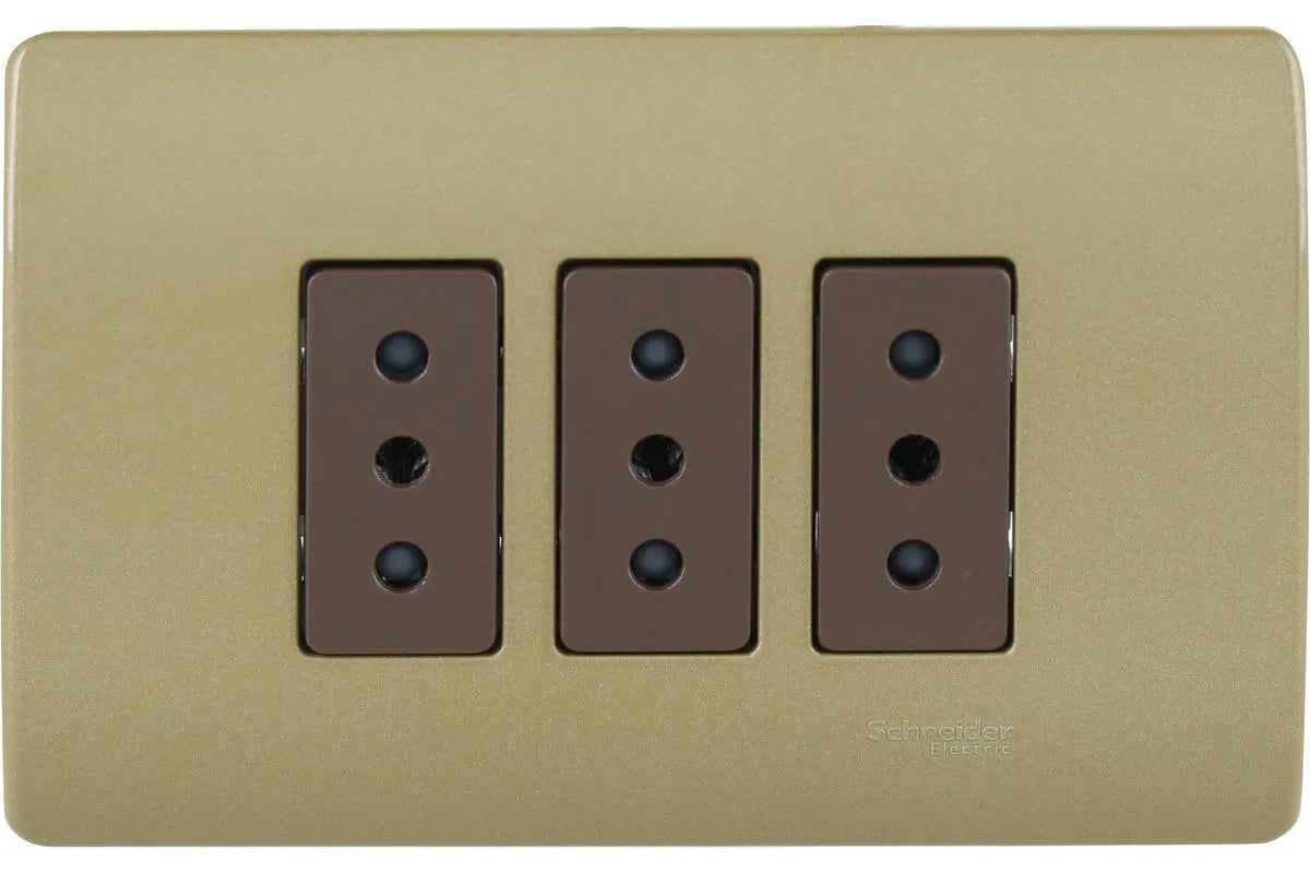 PLACA GENESIS ARMADA C/TOMA CORRIENTE TRIPLE 10A 250V DORADO