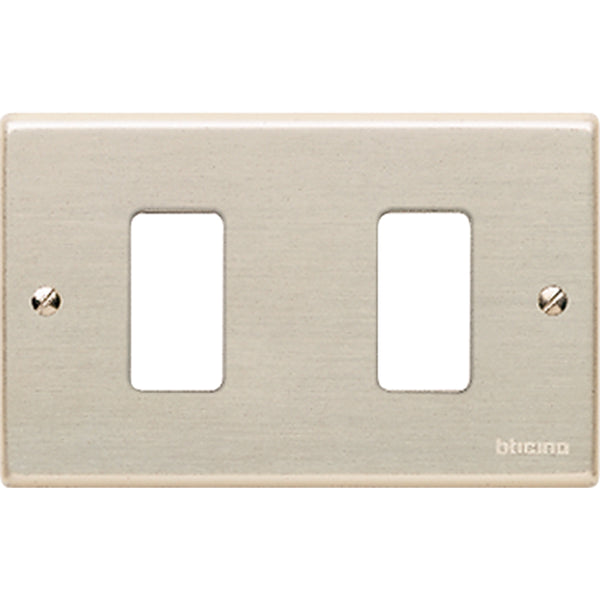 PLACA 2 PUESTOS ALUMINIO OXIDAL C/TORNILLO 503/2 BTICINO