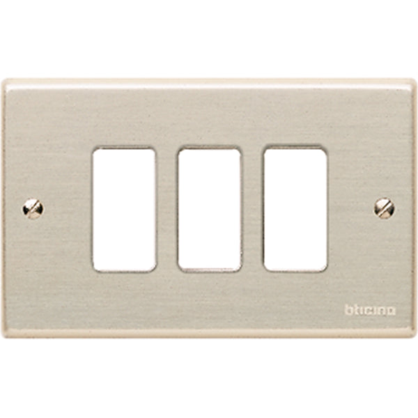 PLACA 3 PUESTOS ALUMINIO OXIDAL C/TORNILLO 503/3 BTICINO