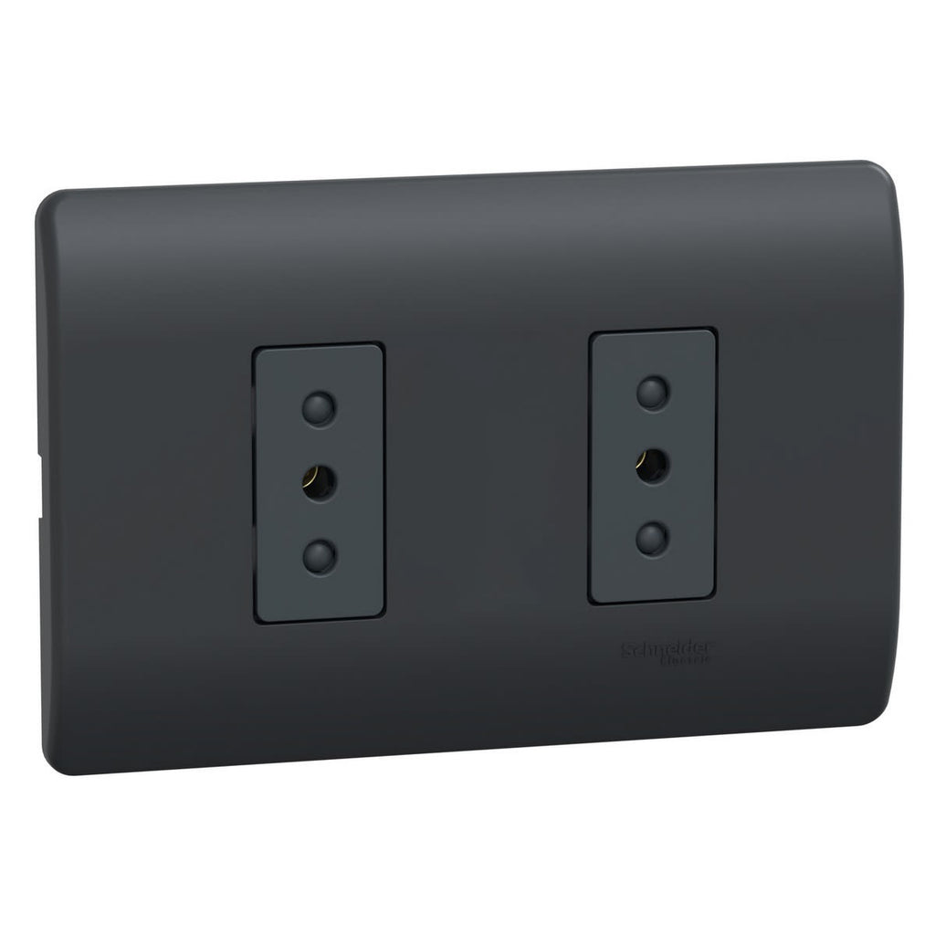 PLACA GENESIS ARMADA C/TOMA CORRIENTE DOBLE 10A 250V BLACK