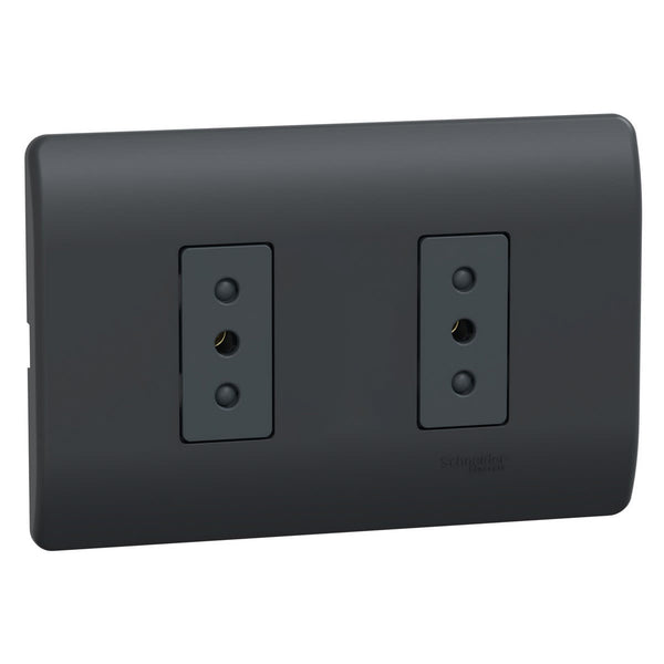 PLACA GENESIS ARMADA C/TOMA CORRIENTE DOBLE 10A 250V BLACK