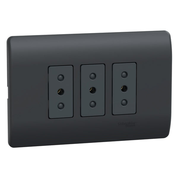 PLACA GENESIS ARMADA C/TOMA CORRIENTE TRIPLE 10A 250V BLACK