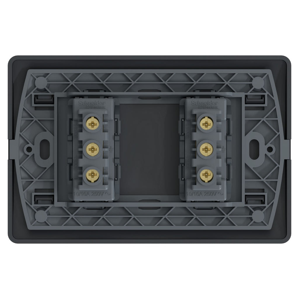 PLACA GENESIS ARMADA C/TOMA CORRIENTE DOBLE 10A 250V BLACK