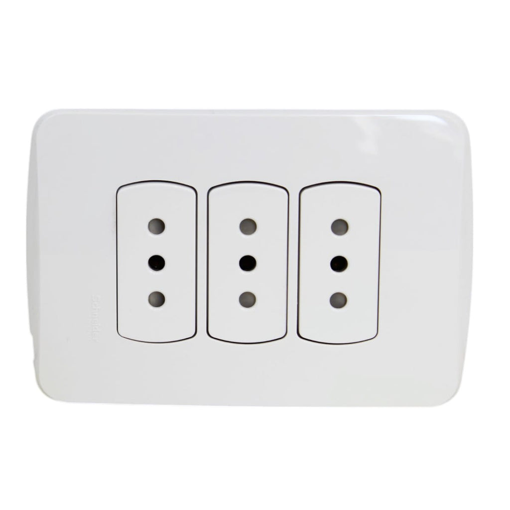 PLACA MILUZ ARMADA C/TOMA CORRIENTE TRIPLE 10A 250V BLANCO