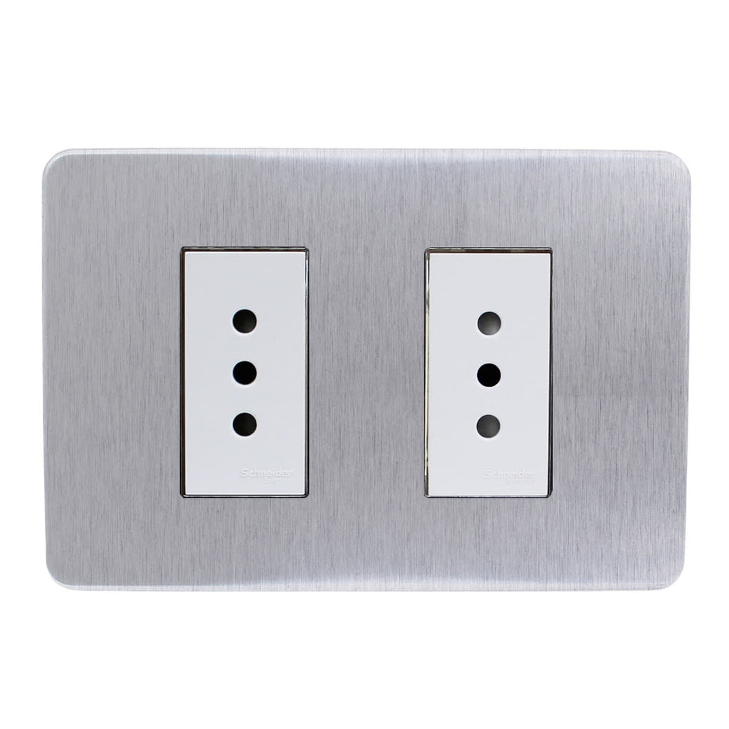 PLACA ORION ARMADA C/TOMA CORRIENTE DOBLE 10A 250V ALU COSMIC
