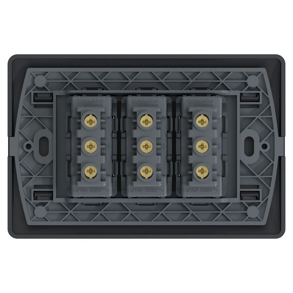 PLACA GENESIS ARMADA C/TOMA CORRIENTE TRIPLE 10A 250V BLACK