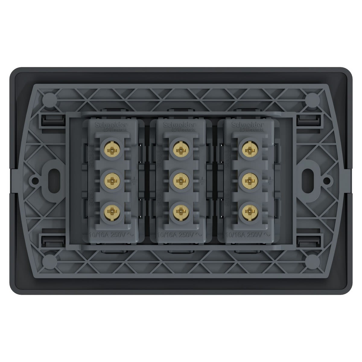 PLACA GENESIS ARMADA C/TOMA CORRIENTE TRIPLE 10A 250V BLACK