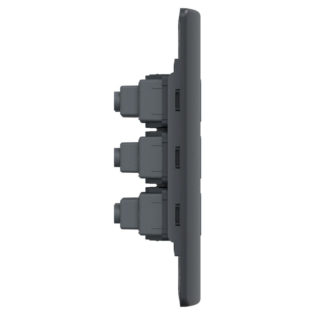 PLACA GENESIS ARMADA C/TOMA CORRIENTE TRIPLE 10A 250V BLACK