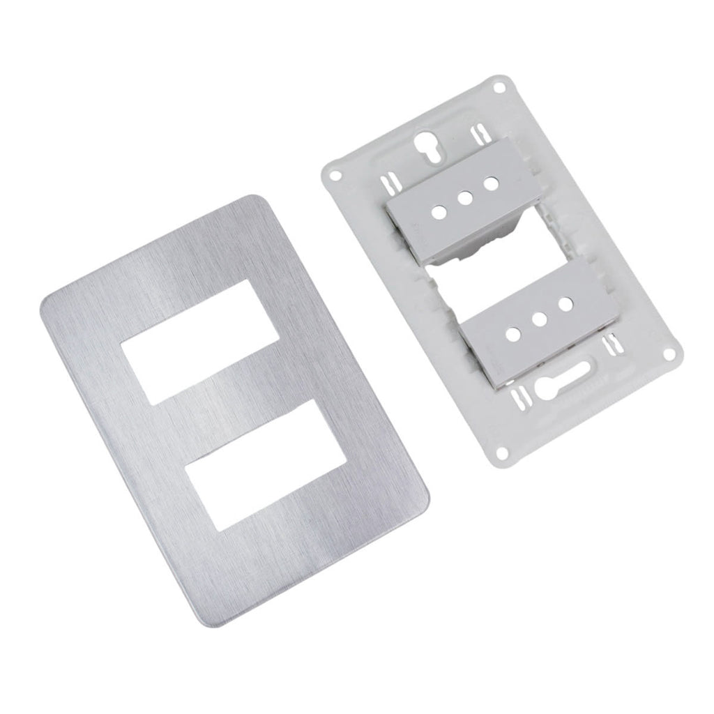 PLACA ORION ARMADA C/TOMA CORRIENTE DOBLE 10A 250V ALU COSMIC
