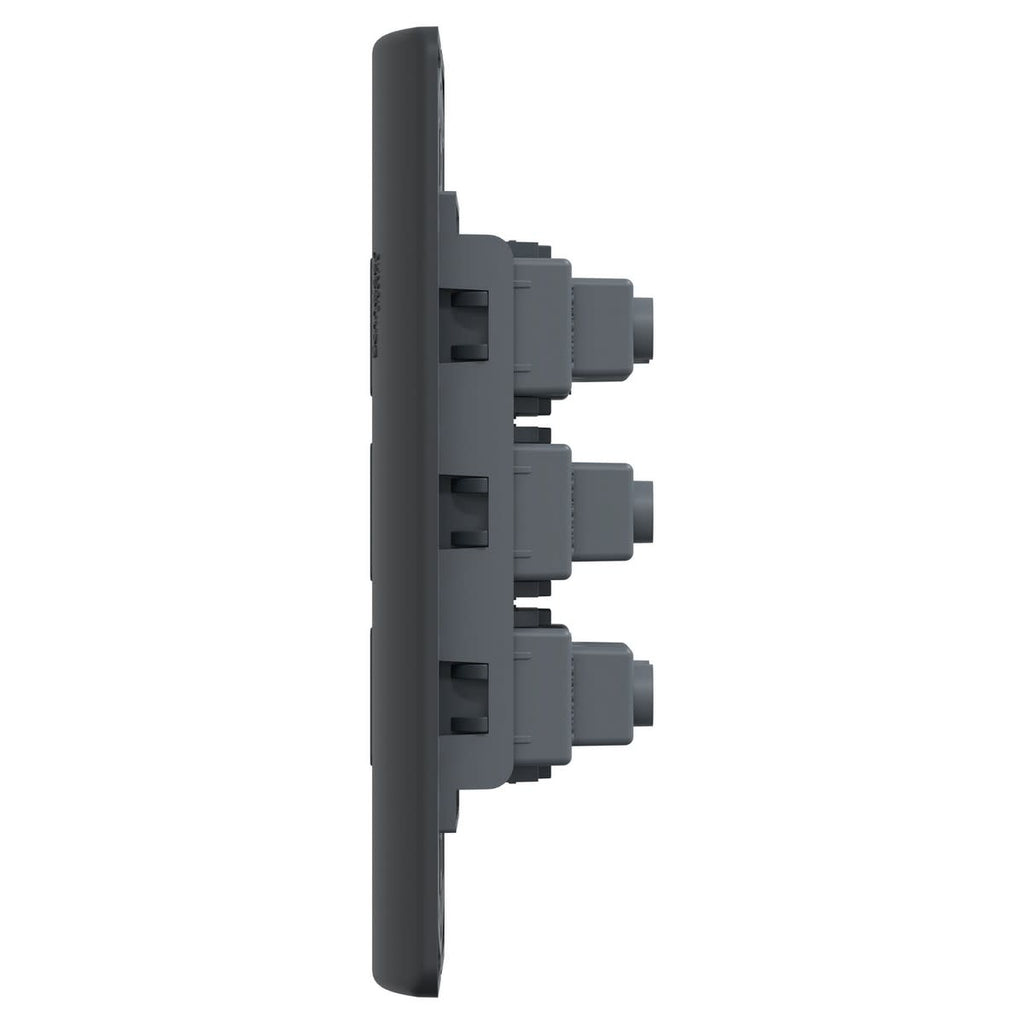 PLACA GENESIS ARMADA C/TOMA CORRIENTE TRIPLE 10A 250V BLACK