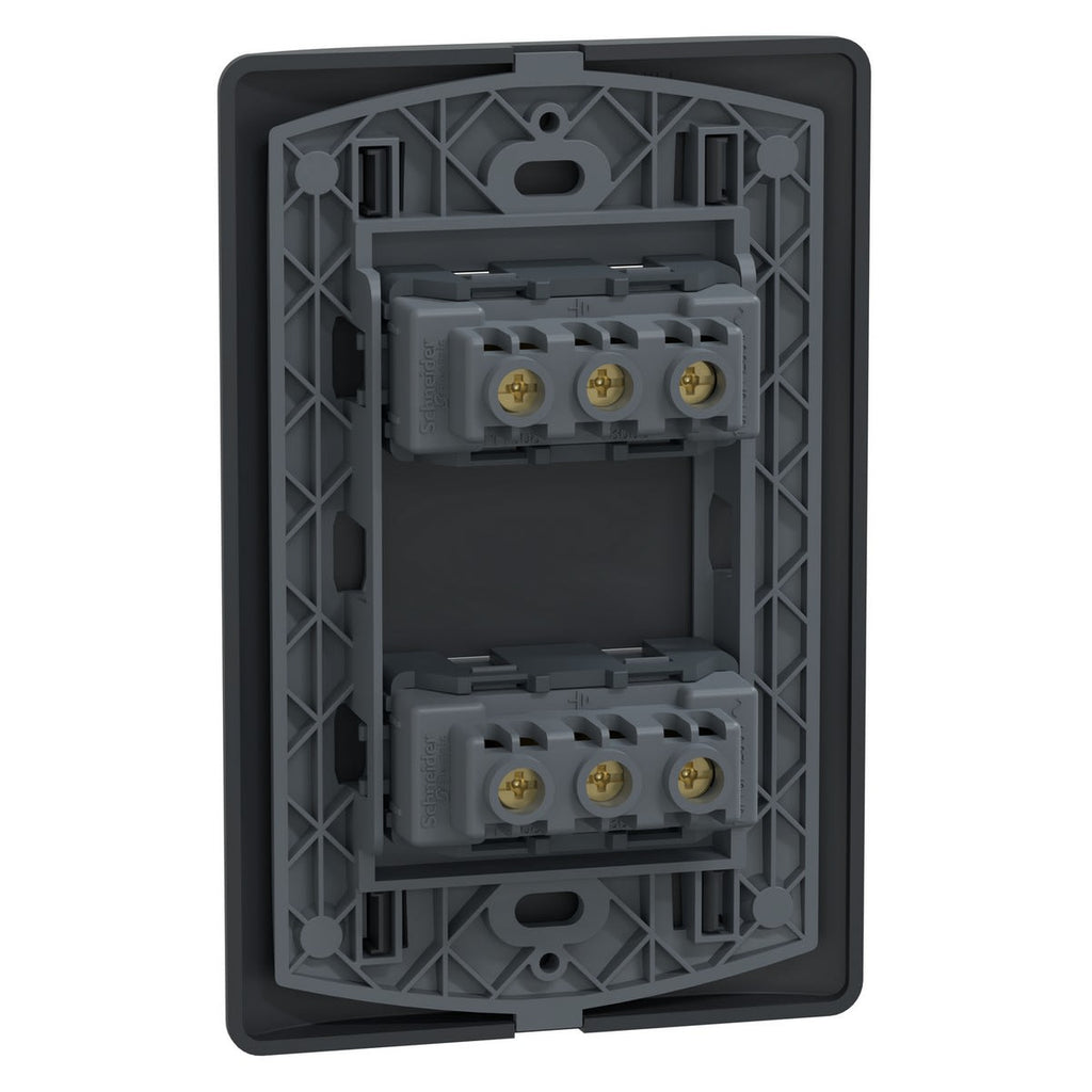 PLACA GENESIS ARMADA C/TOMA CORRIENTE DOBLE 10A 250V BLACK