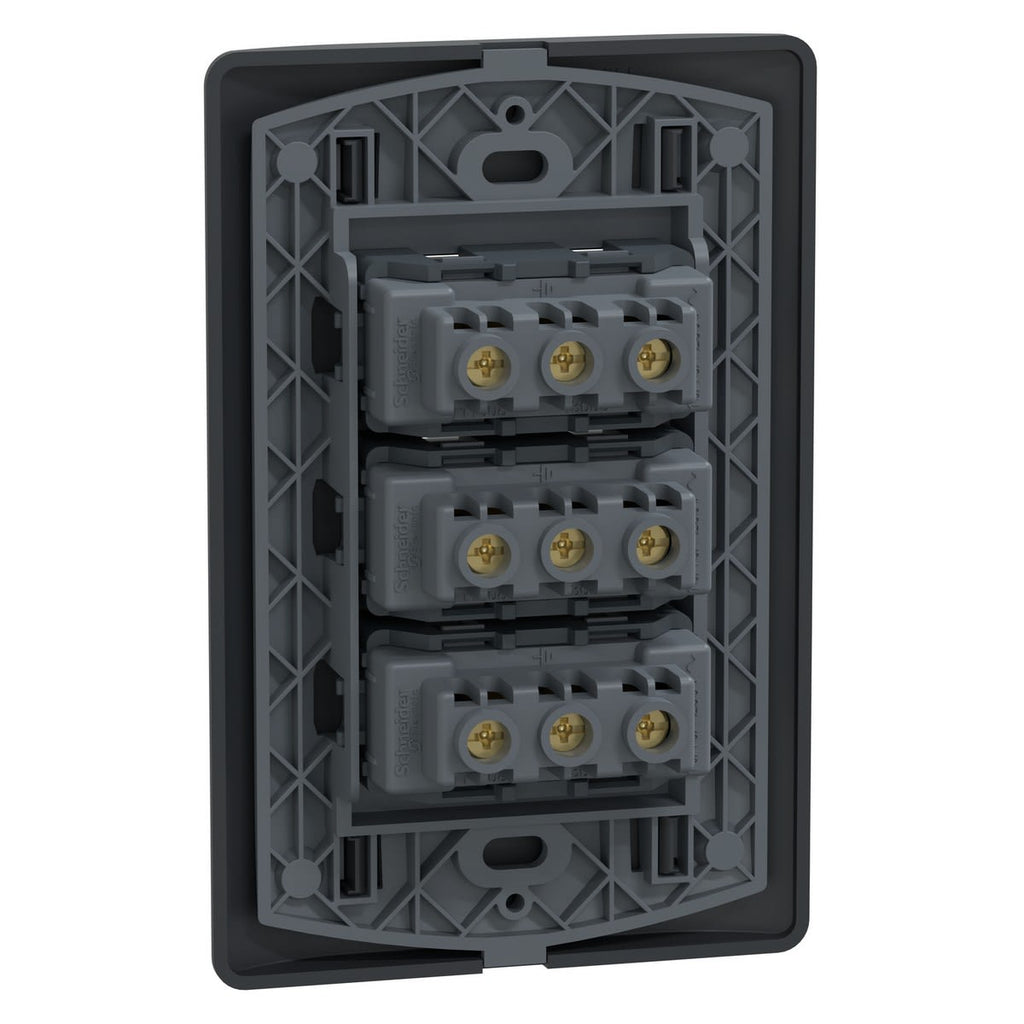 PLACA GENESIS ARMADA C/TOMA CORRIENTE TRIPLE 10A 250V BLACK