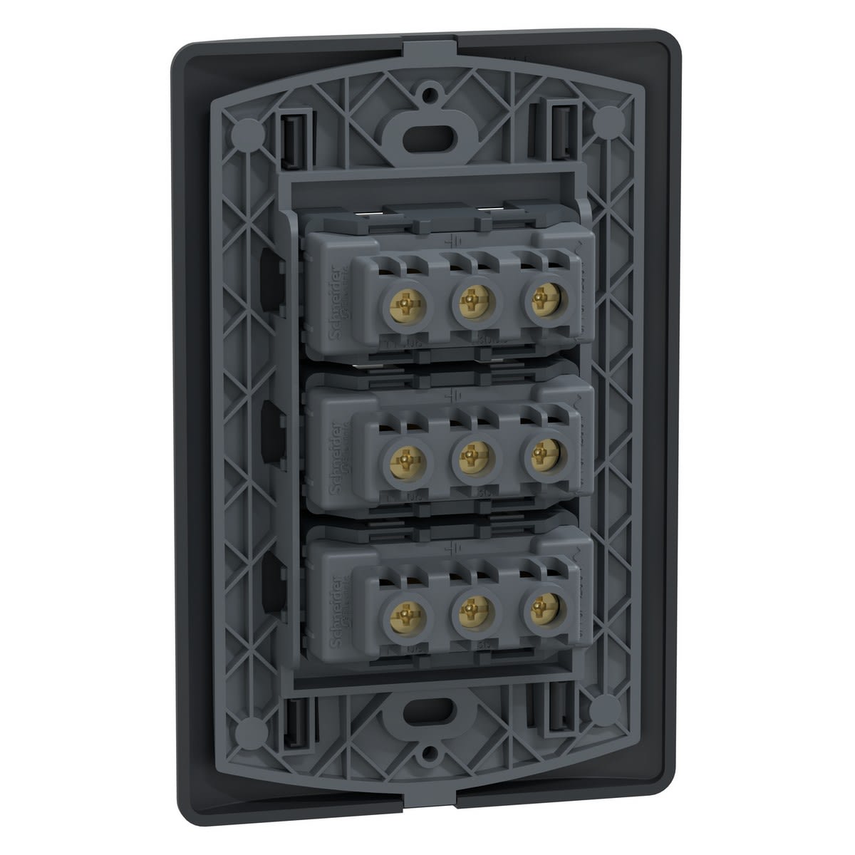 PLACA GENESIS ARMADA C/TOMA CORRIENTE TRIPLE 10A 250V BLACK