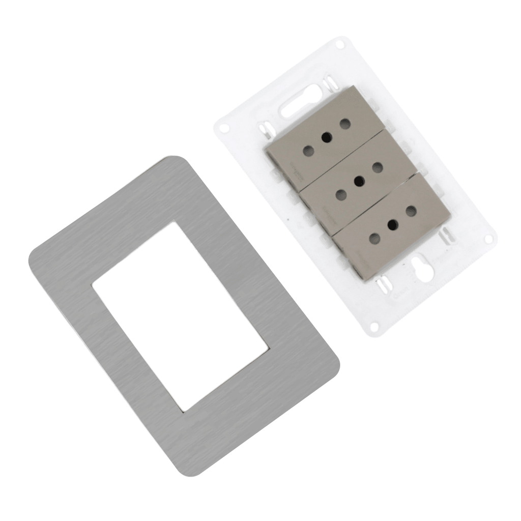 PLACA ORION ARMADA C/TOMA CORRIENTE TRIPLE 10A 250V BRONCE