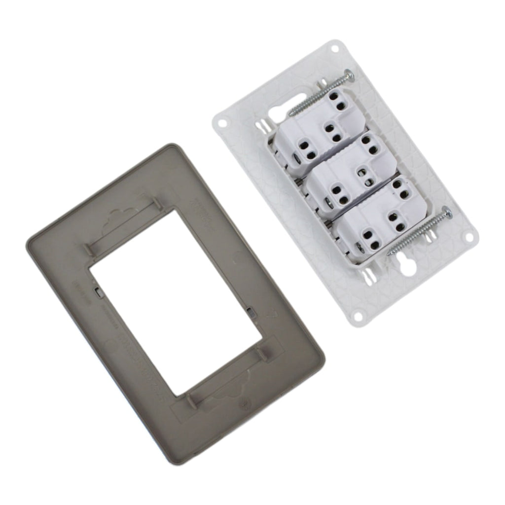 PLACA ORION ARMADA C/TOMA CORRIENTE TRIPLE 10A 250V BRONCE