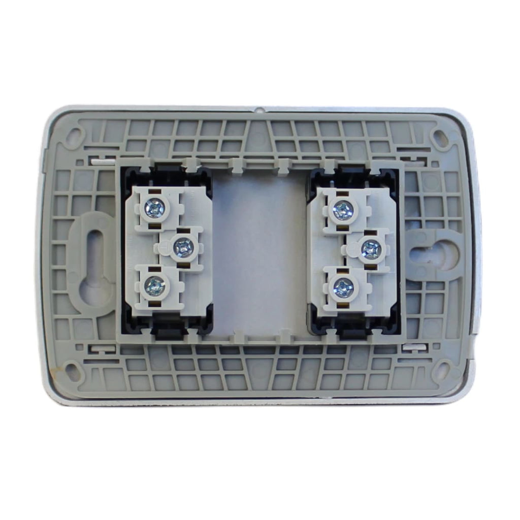 PLACA MILUZ ARMADA C/TOMA CORRIENTE DOBLE 10A 250V GRAFITO