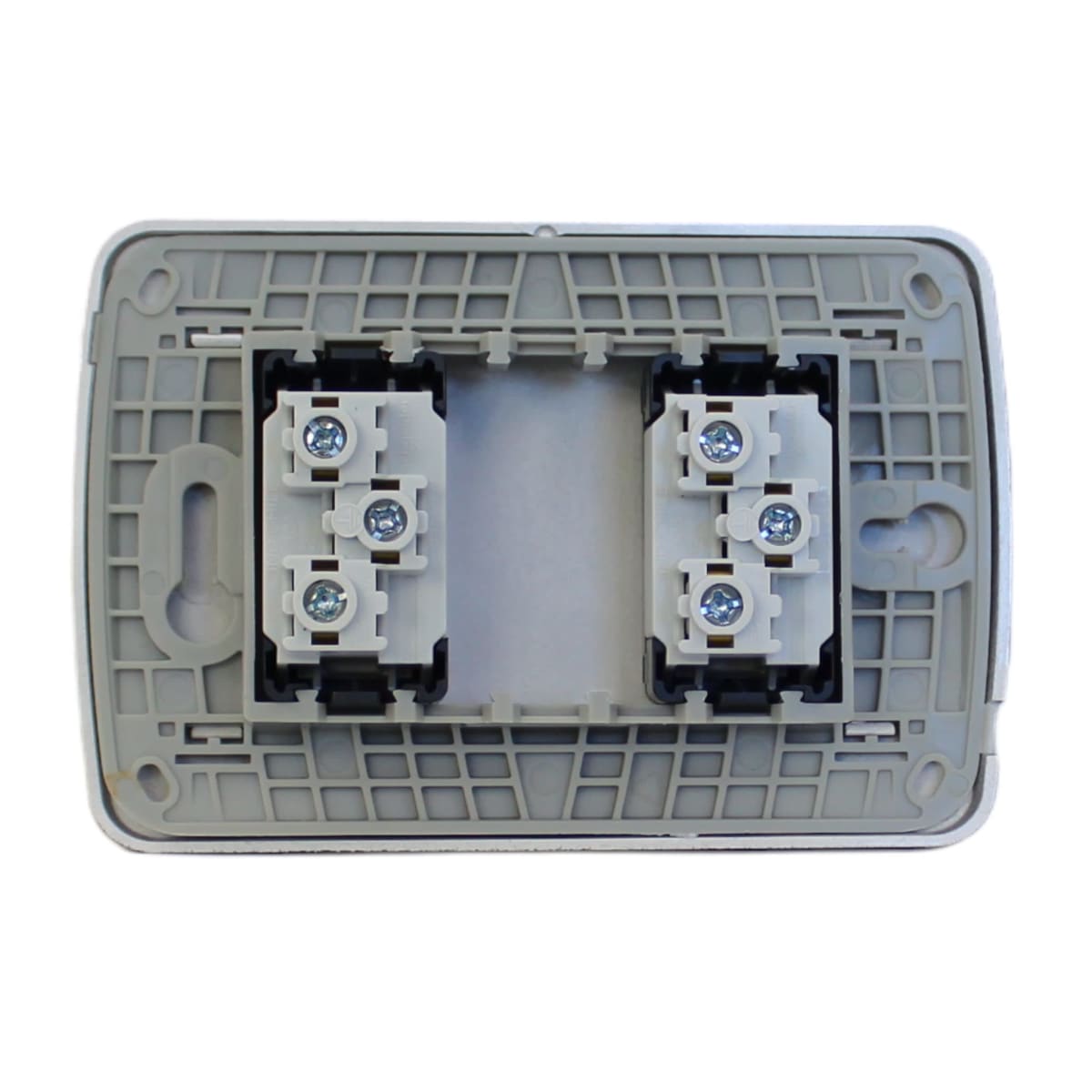 PLACA MILUZ ARMADA C/TOMA CORRIENTE DOBLE 10A 250V GRAFITO