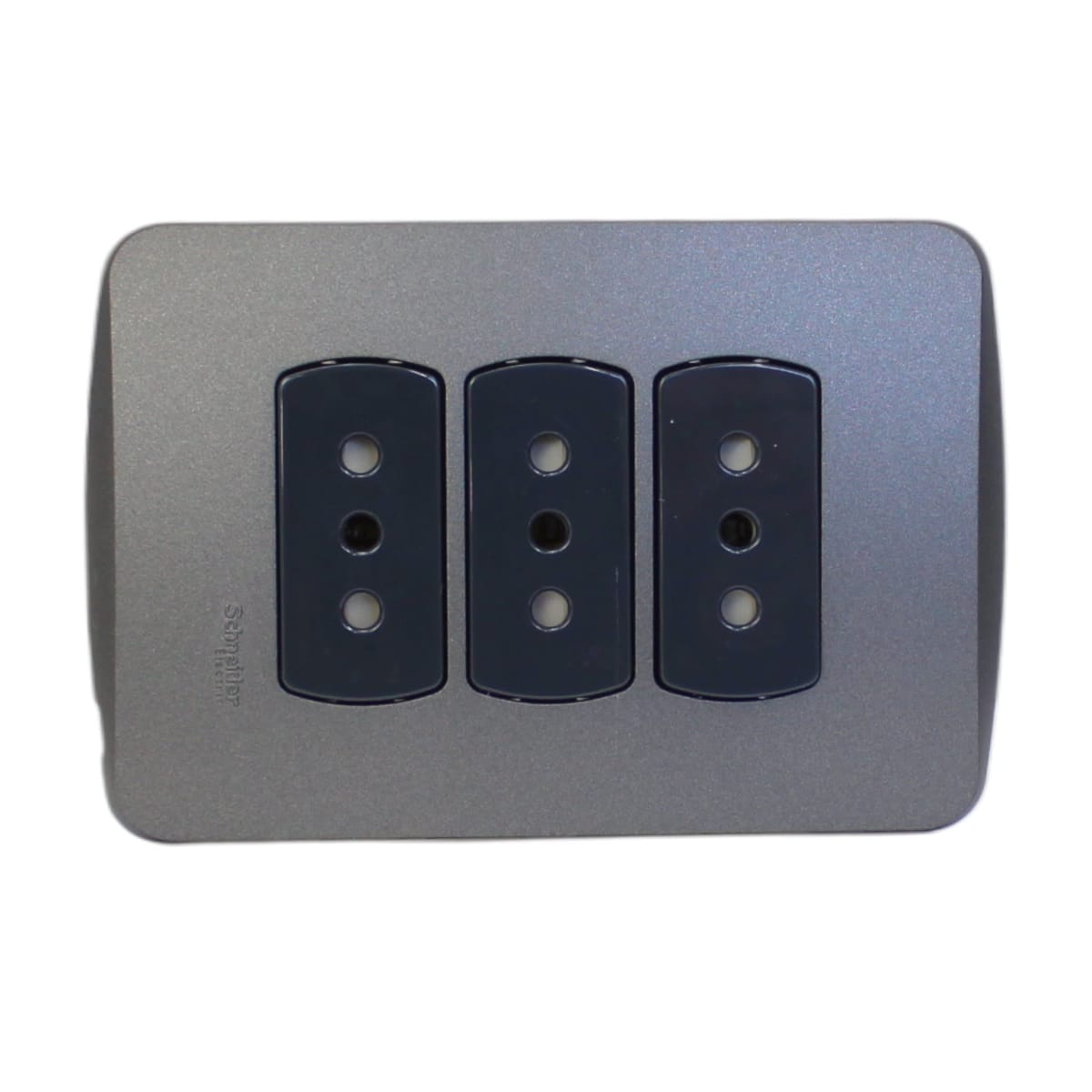 PLACA MILUZ ARMADA C/TOMA CORRIENTE TRIPLE 10A 250V GRAFITO