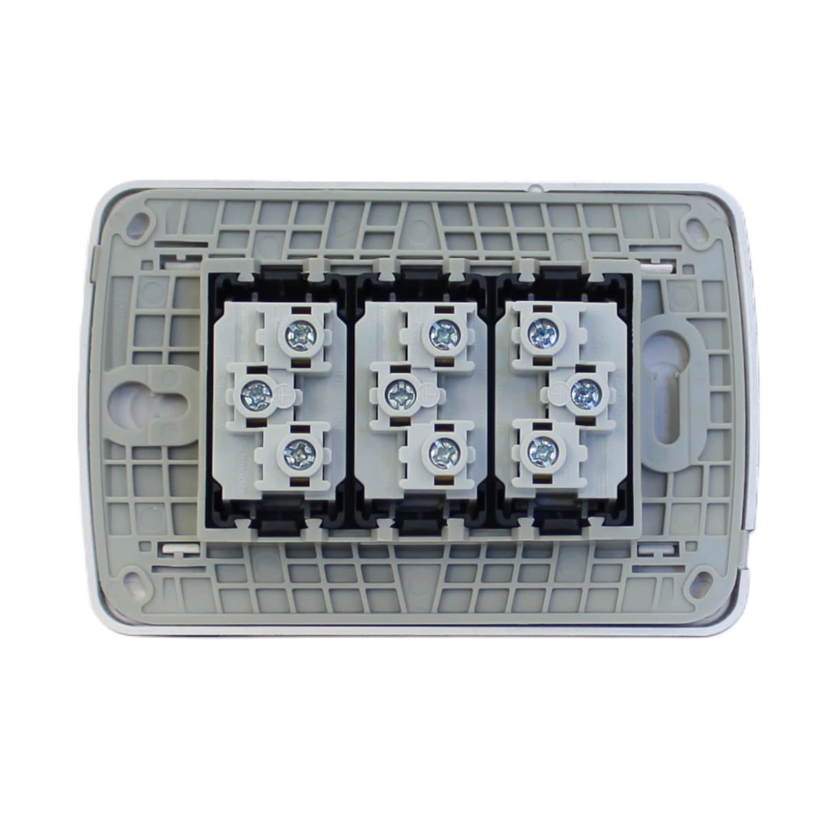 PLACA MILUZ ARMADA C/TOMA CORRIENTE TRIPLE 10A 250V GRAFITO