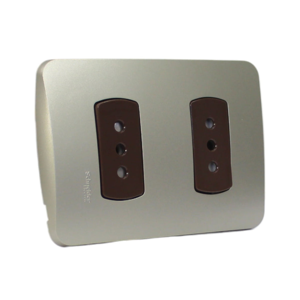 PLACA MILUZ ARMADA C/TOMA CORRIENTE DOBLE 10A 250V DORADO