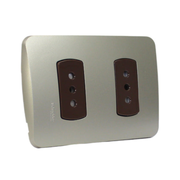PLACA MILUZ ARMADA C/TOMA CORRIENTE DOBLE 10A 250V DORADO