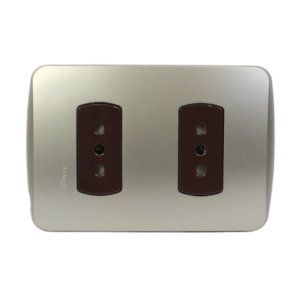 PLACA MILUZ ARMADA C/TOMA CORRIENTE DOBLE 10A 250V DORADO