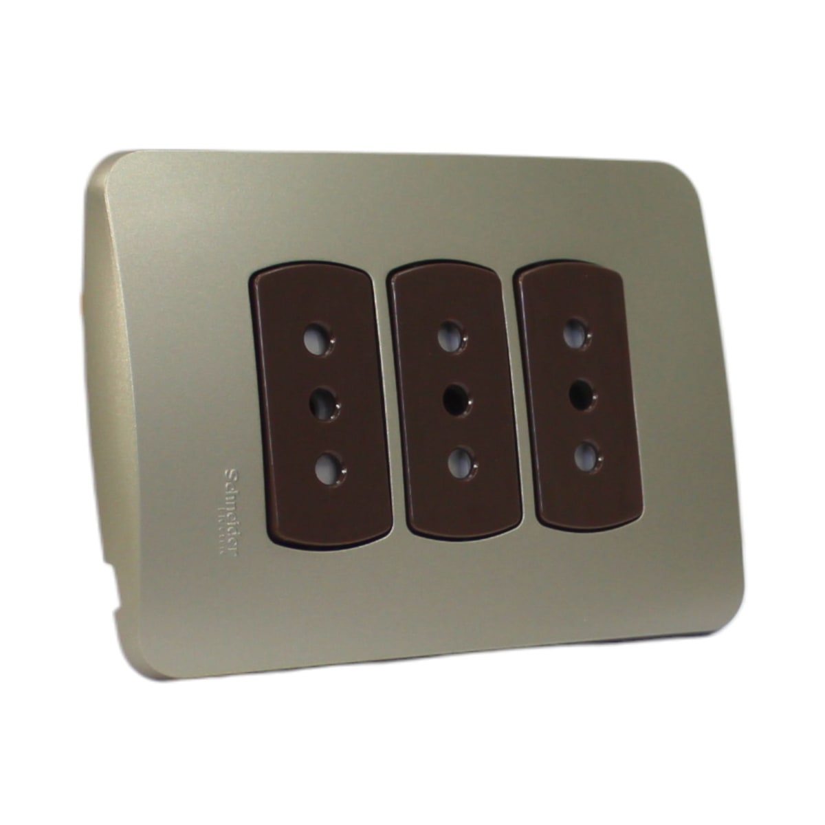 PLACA MILUZ ARMADA C/TOMA CORRIENTE TRIPLE 10A 250V DORADO