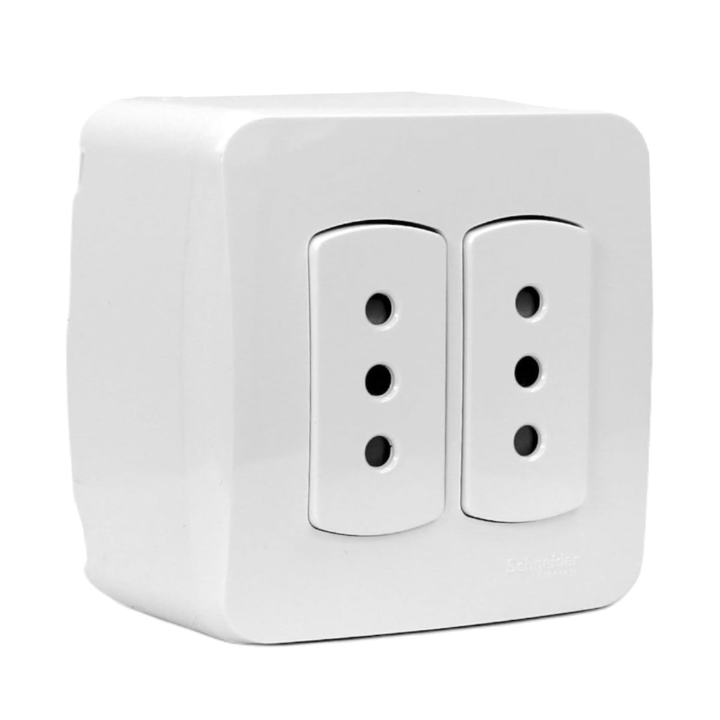 CASQUETE MILUZ ARMADO C/TOMA CORRIENTE DOBLE 10A 250V BLANCO