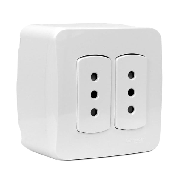 CASQUETE MILUZ ARMADO C/TOMA CORRIENTE DOBLE 10A 250V BLANCO
