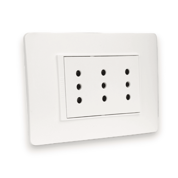 TOMA CORRIENTE TRIPLEX 2P+T 10A 250V BLANCO ARMADA LÚZICA