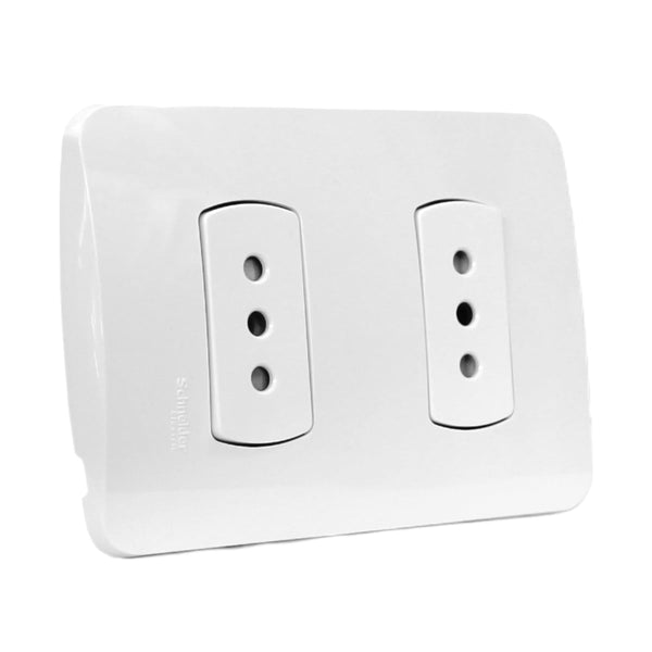 PLACA MILUZ ARMADA C/TOMA CORRIENTE DOBLE 10A 250V BLANCO