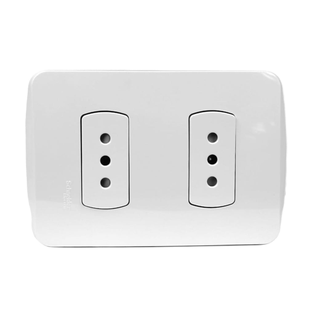 PLACA MILUZ ARMADA C/TOMA CORRIENTE DOBLE 10A 250V BLANCO