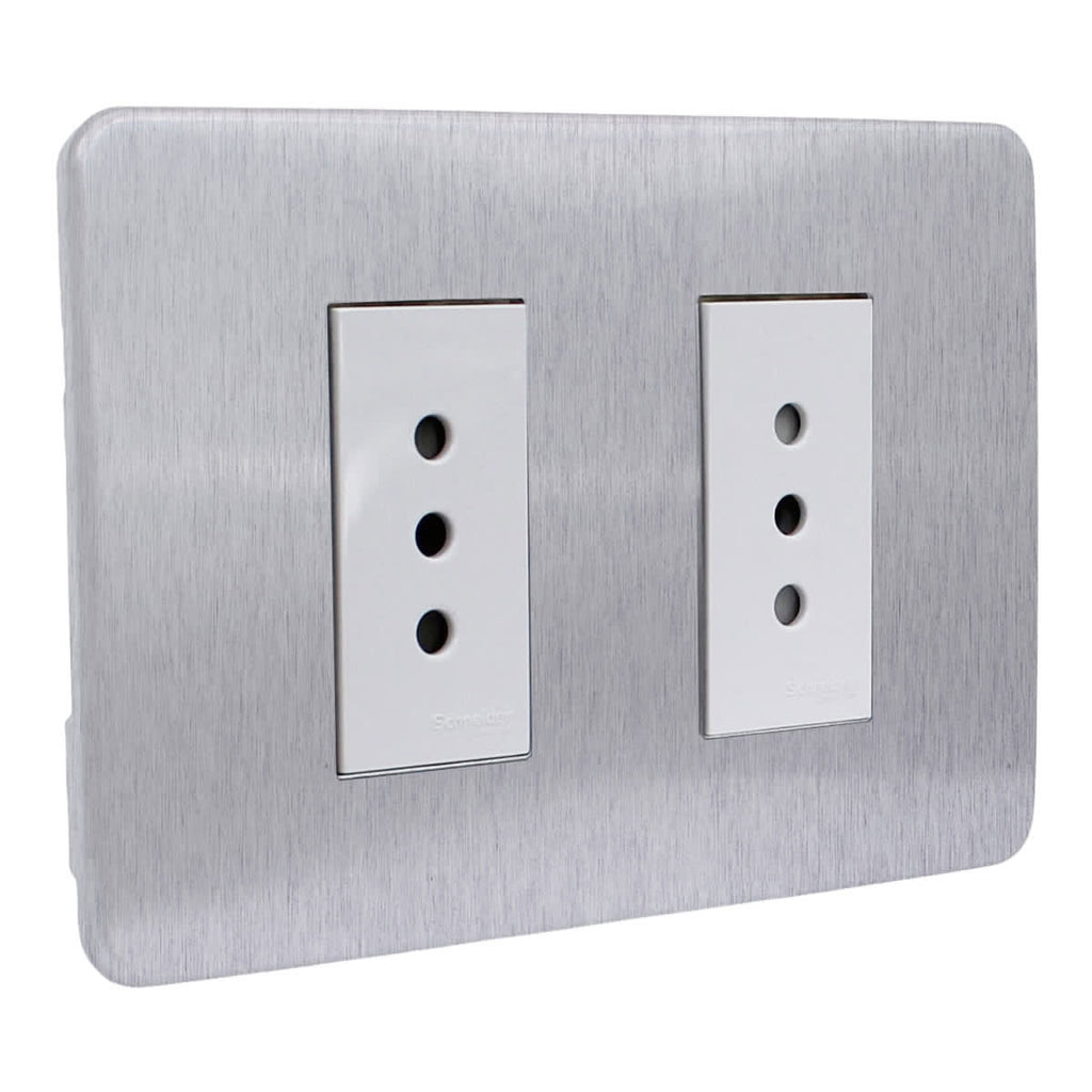 PLACA ORION ARMADA C/TOMA CORRIENTE DOBLE 10A 250V ALU COSMIC