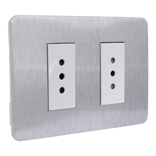 PLACA ORION ARMADA C/TOMA CORRIENTE DOBLE 10A 250V ALU COSMIC