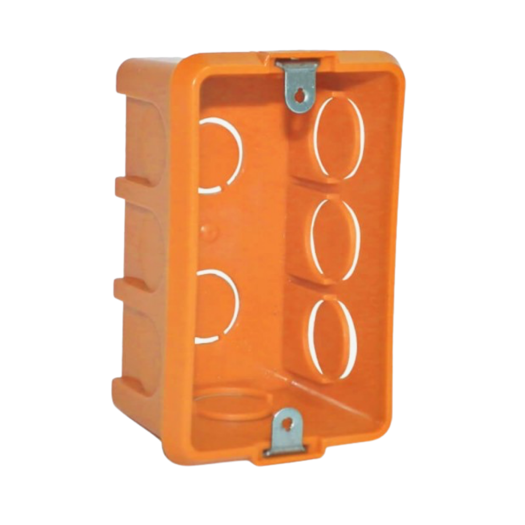 CAJA ELÉCTRICA LOZA C/OREJA METÁLICA NARANJA/GRIS