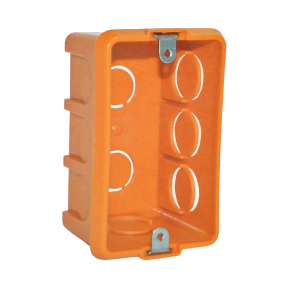 CAJA ELÉCTRICA TABIQUE C/OREJA METÁLICA NARANJA/GRIS