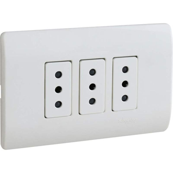 PLACA GENESIS ARMADA C/TOMA CORRIENTE TRIPLE 10A 250V BLANCO