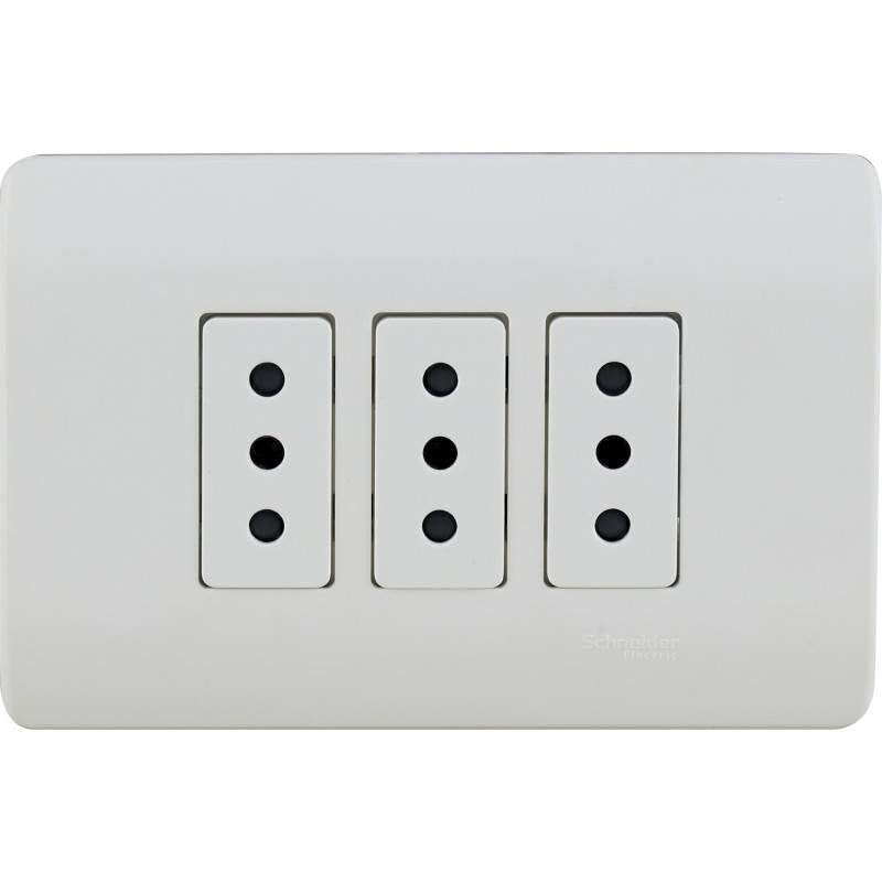 PLACA GENESIS ARMADA C/TOMA CORRIENTE TRIPLE 10A 250V BLANCO